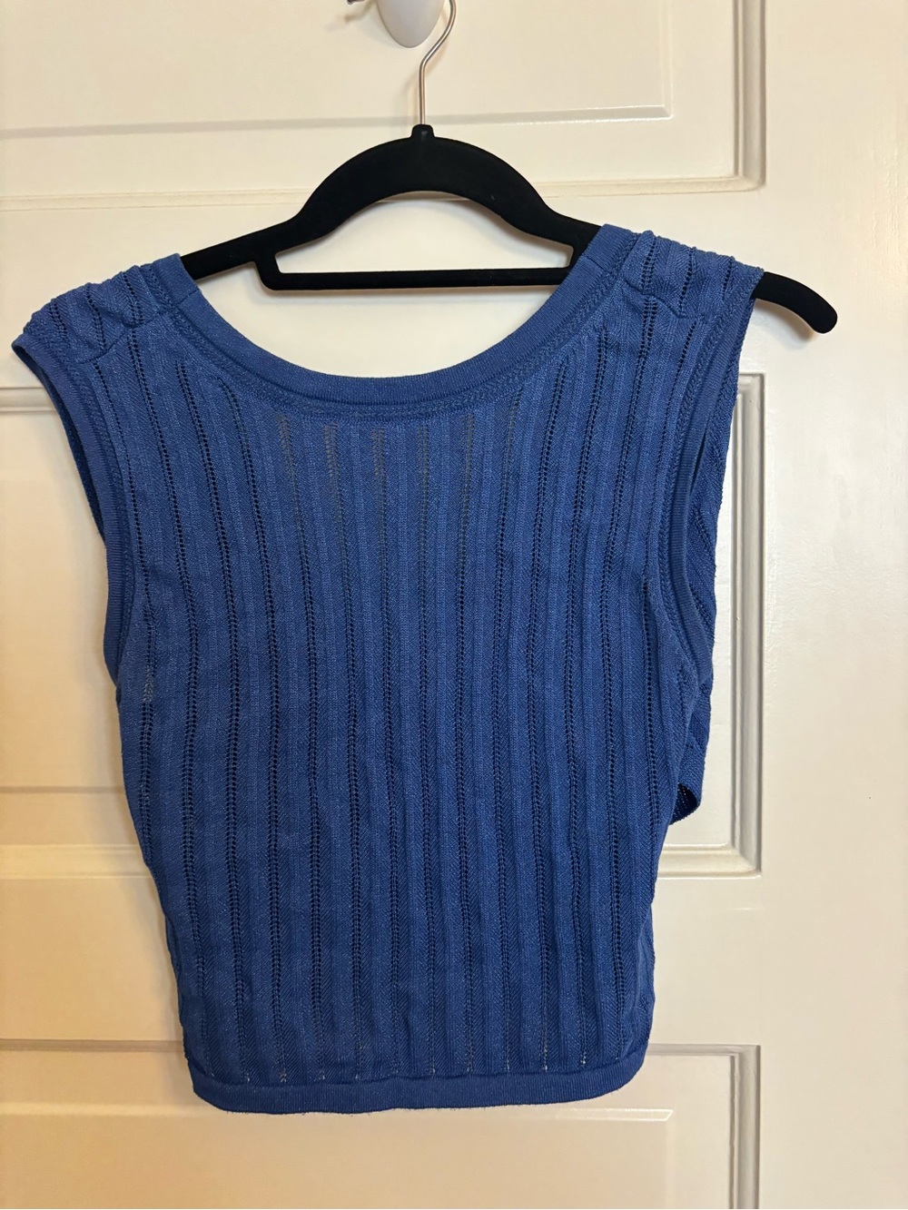 Sleeveless Ribbed Knit Tank Top - Blue